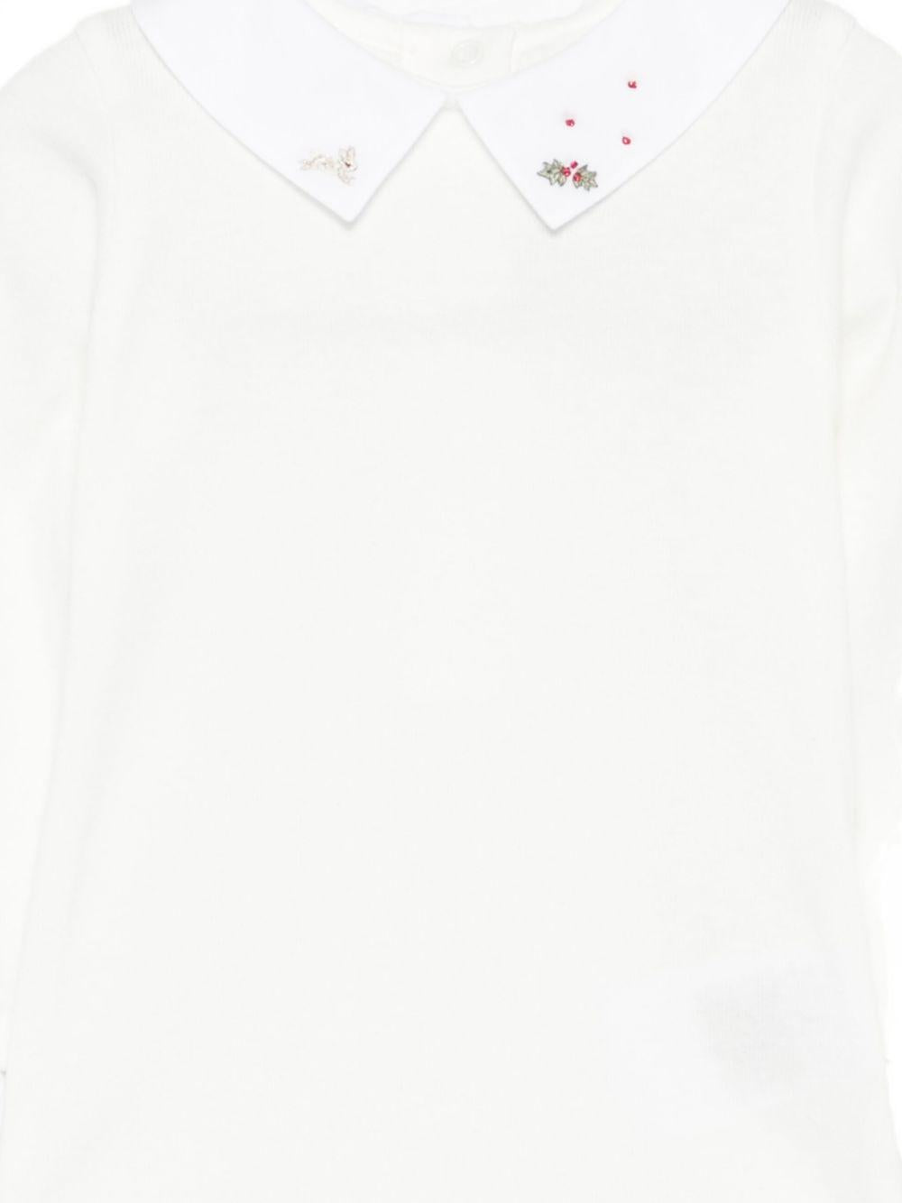 Tutina per neonati Bonpoint bianca con dettagli ricamati N05OUNK00001 002 BONPOINT