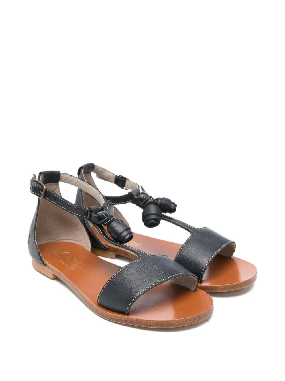 Sandali per bambina Bonpoint neri con applicazione fiori S06GSOL00007 070 BONPOINT KIDS