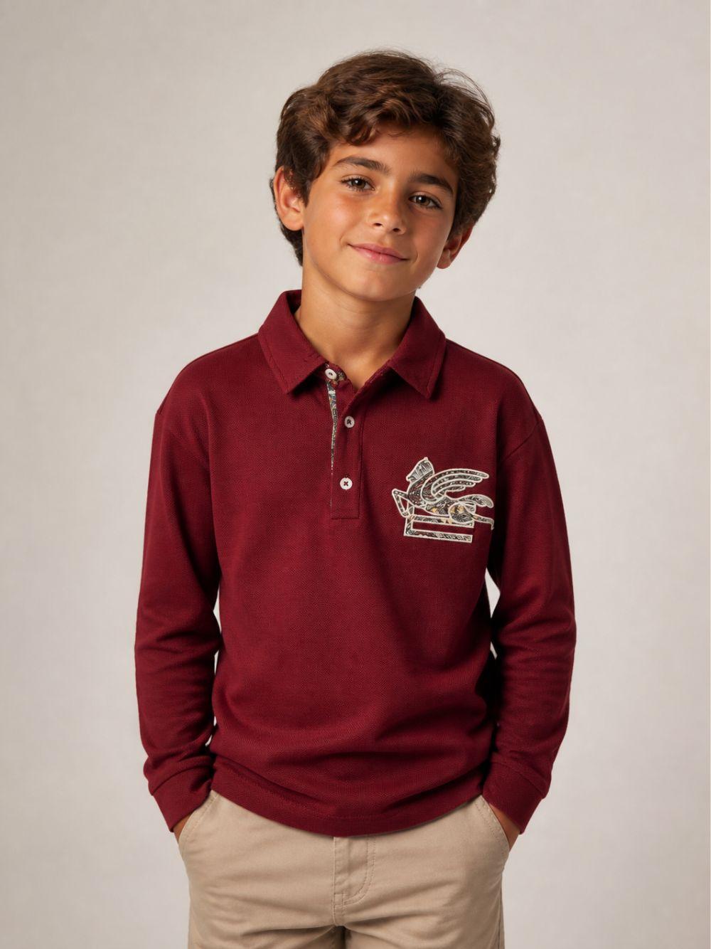 T-shirt per bambino Etro Kids rosso con colletto stile polo GZ8H41 Z0022 52C ETRO KIDS
