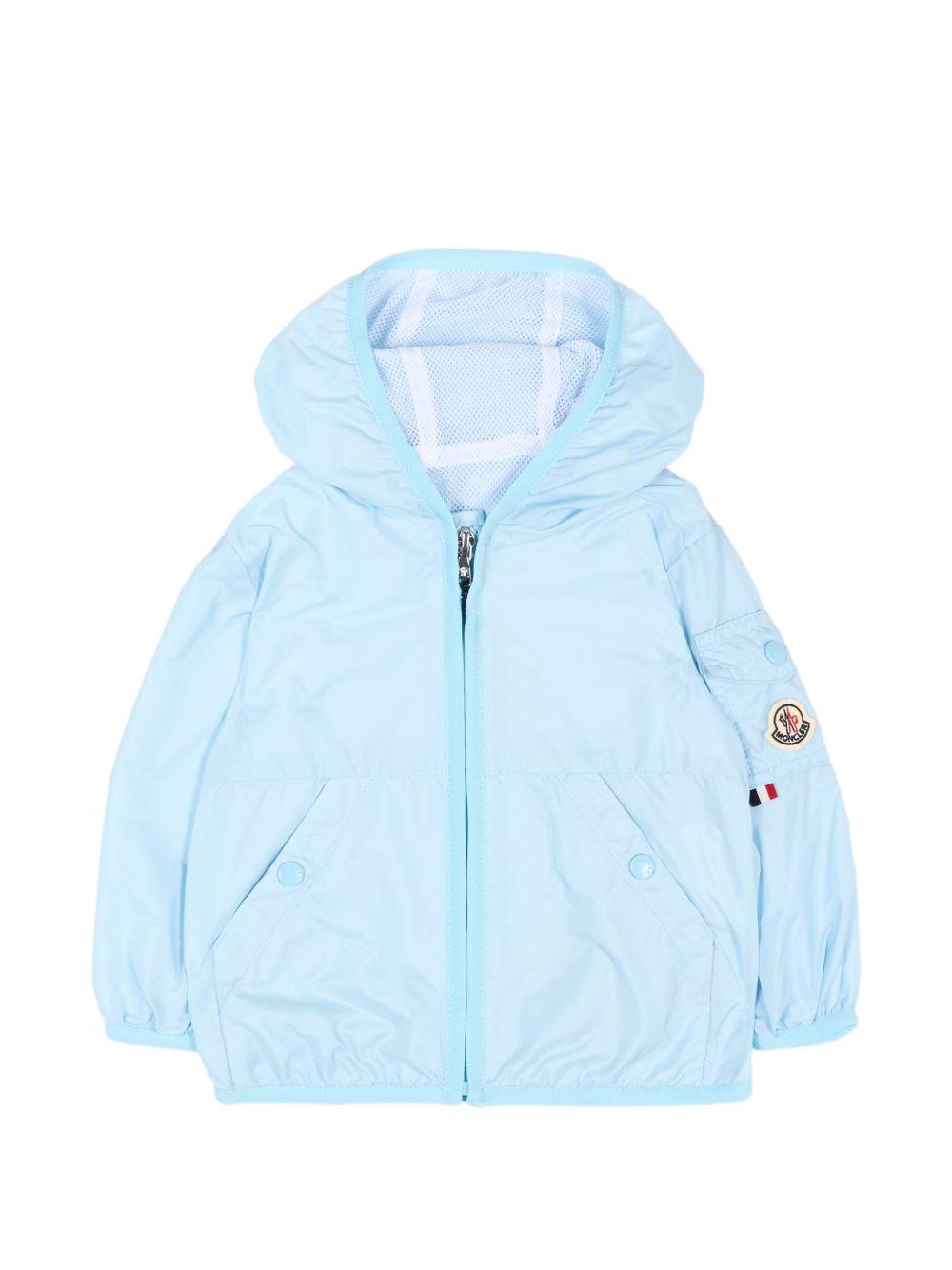 Giubbino per neonato Moncler Enfant azzurro con cappuccio L19511A0001653A5E 711 MONCLER KIDS