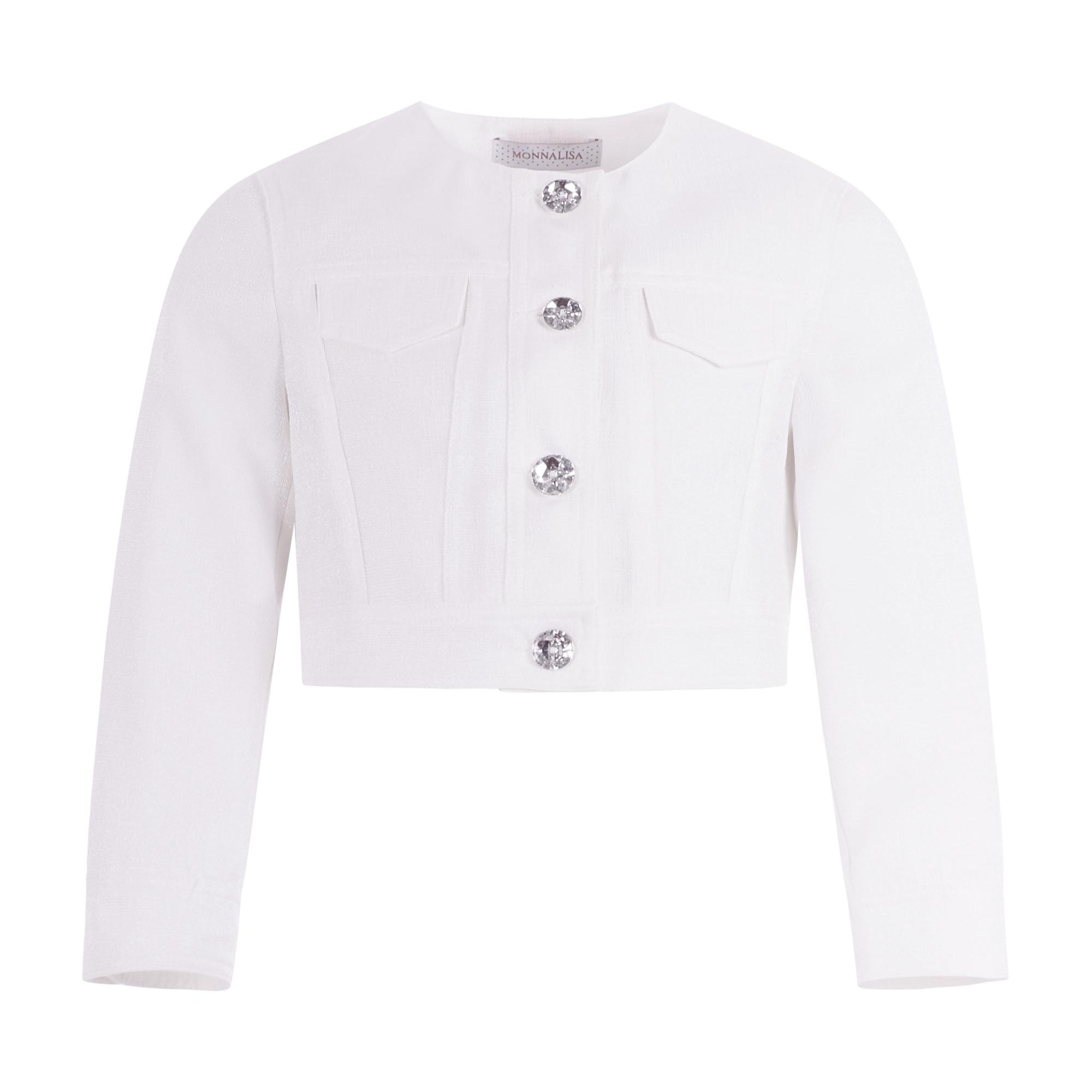 Giacca per bambina Monnalisa bianca con taschino 71G104 7124 0001 MONNALISA KIDS
