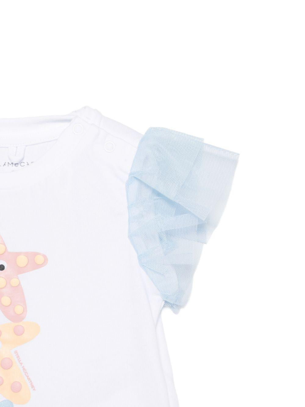 T-shirt per neonata Stella McCartney Kids bianca con motivo stella marina TY8071 Z0434 100 STELLA McCARTNEY KIDS