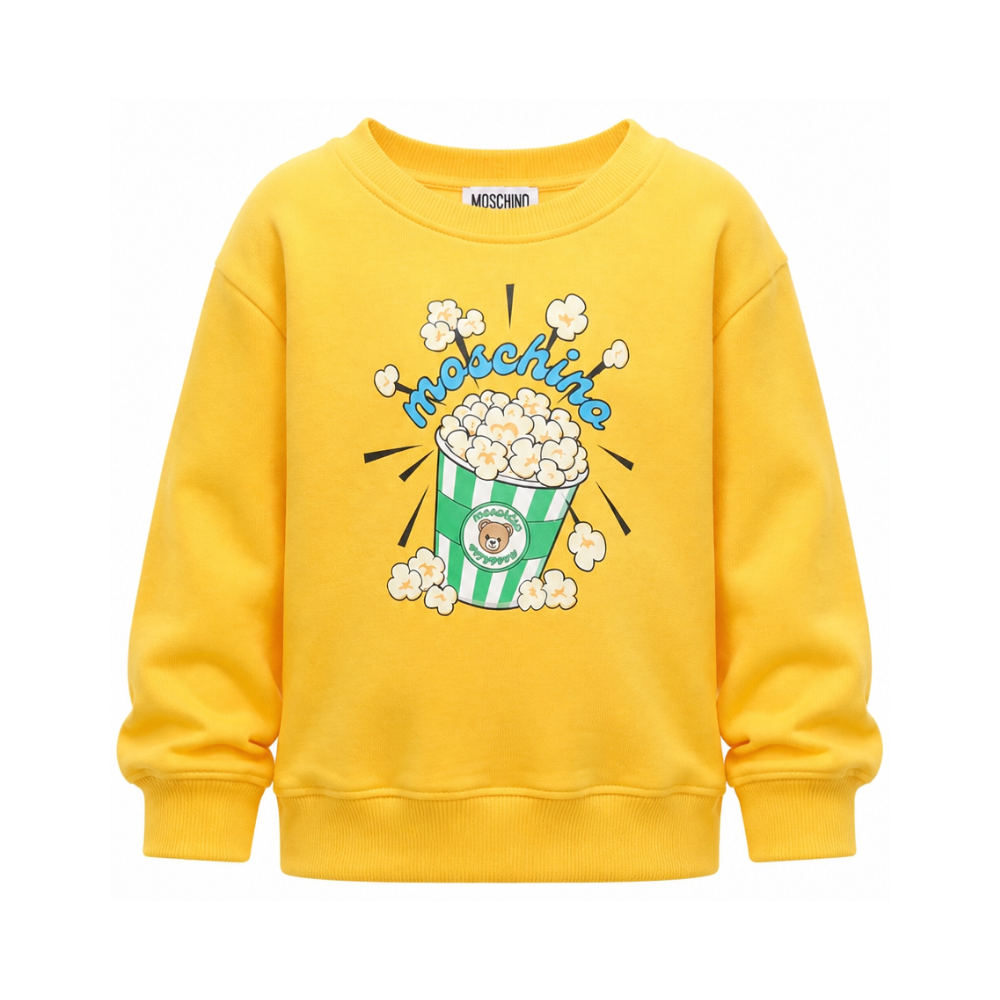 Felpa per bambini Moschino Kids gialla con stampa grafica HNF099LCA94 51140 MOSCHINO KIDS