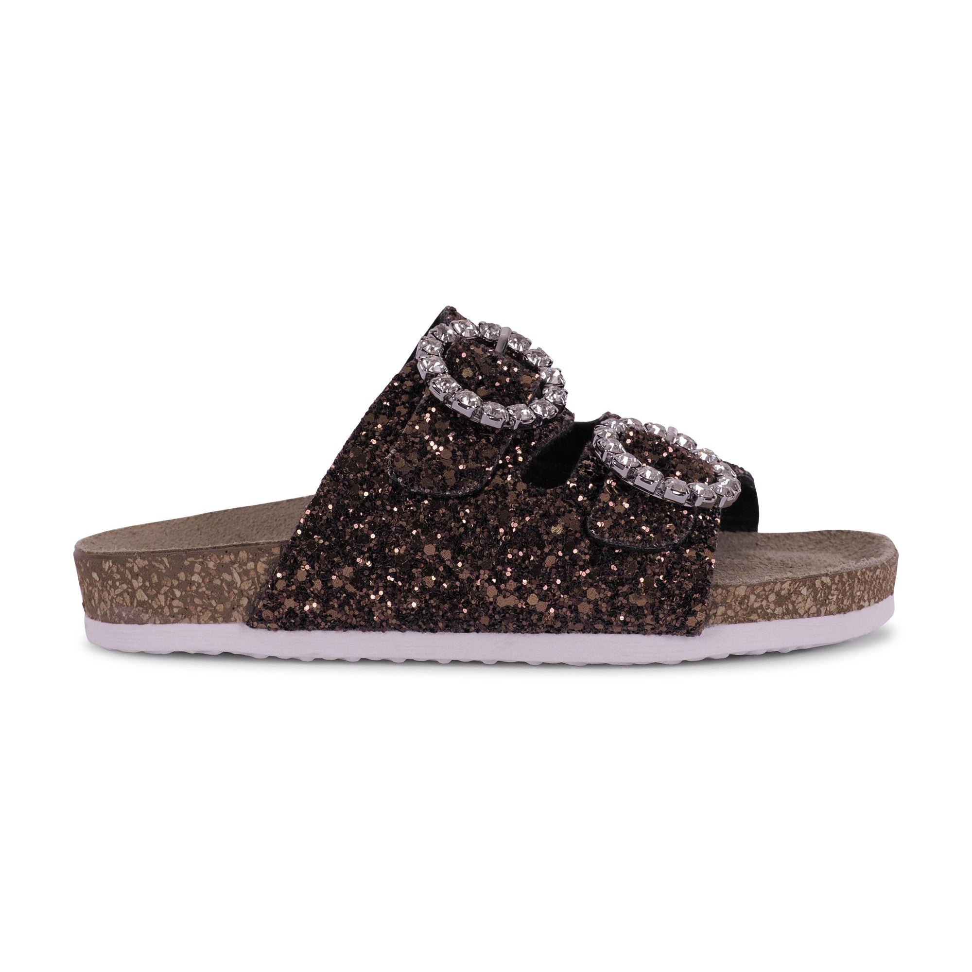 Slippers per bambina Monnalisa marrone con fibbia 87G005 7714 G006 MONNALISA KIDS