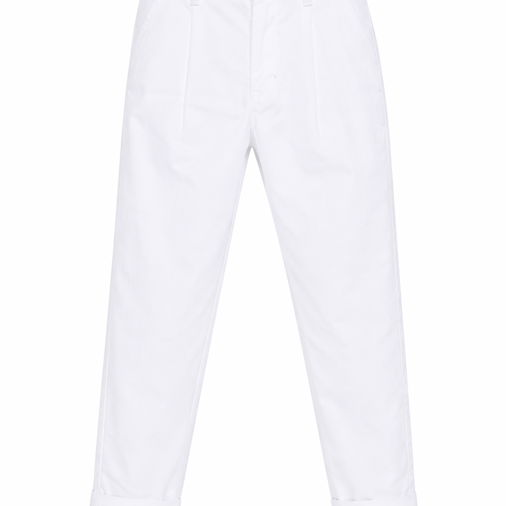 Pantaloni per bambino Paolo Pecora Kids bianco con pieghe frontali PP4312 BIANCO PAOLO PECORA KIDS