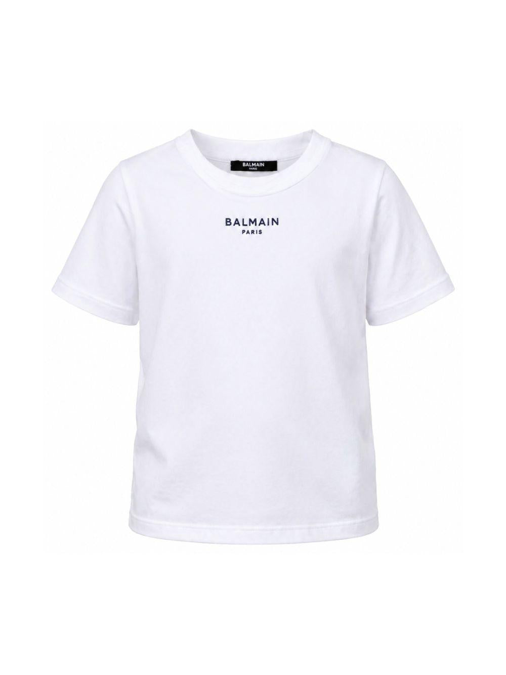 T-shirt per bambino Balmain Kids bianca con logo sul davanti BY8Q31 Z3658 100BL BALMAIN KIDS