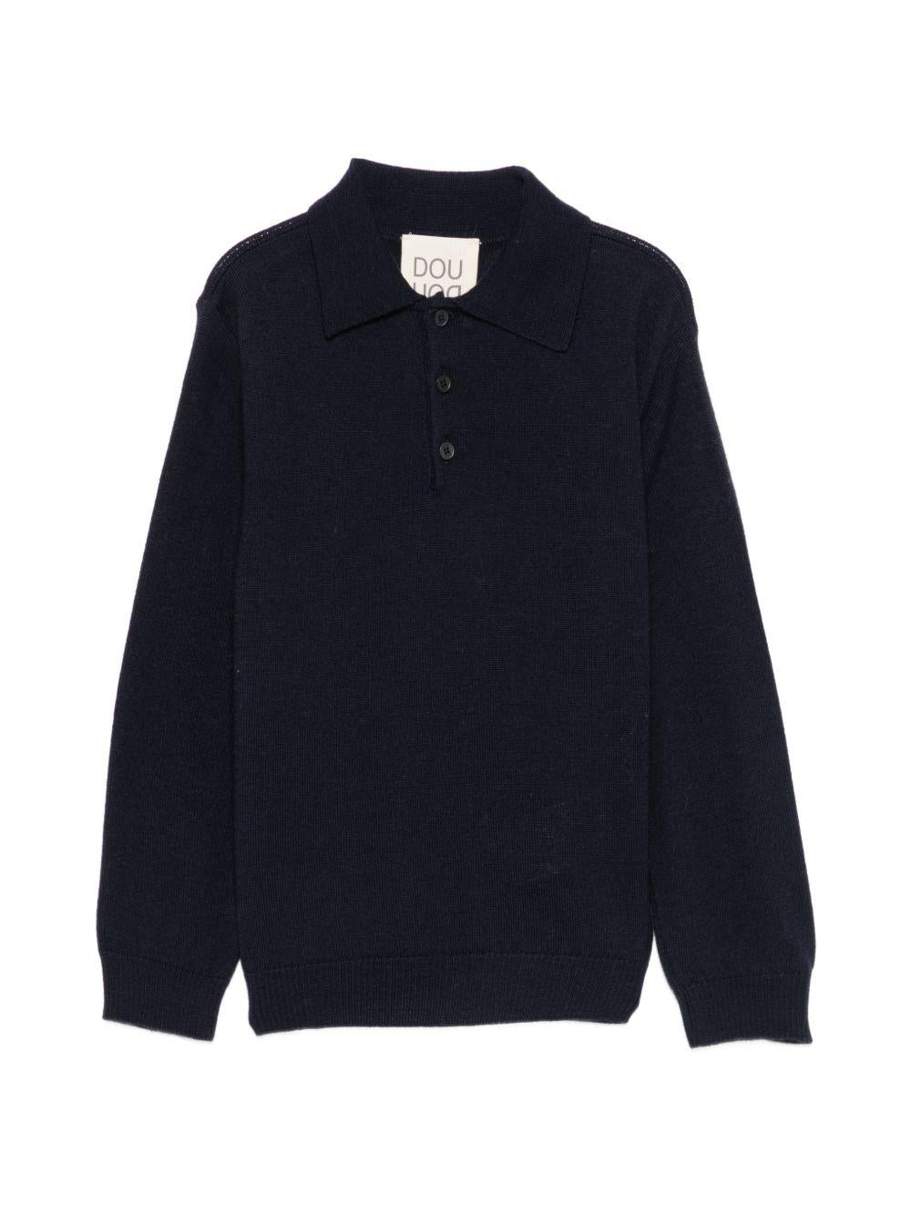 Maglione per bambino Douuod Kids blu con colletto stile polo DZ9P20 Z4117 620 DOUUOD KIDS