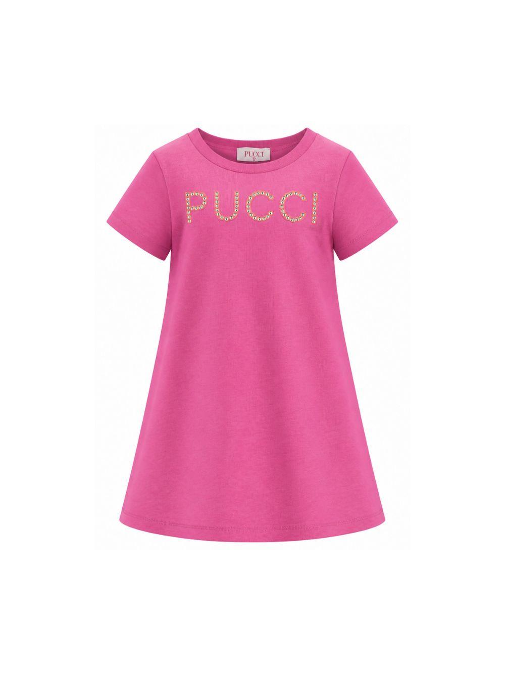 Abito per bambina Emilio Pucci Kids rosa con logo sul davanti PY1B71 Z3672 570 EMILIO PUCCI KIDS
