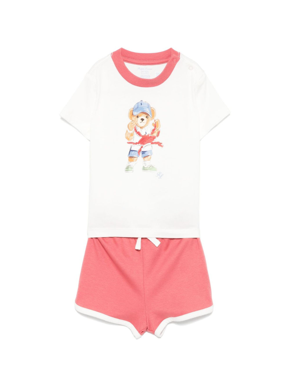 Set con shorts per neonata Polo Ralph Lauren Kids bianco con motivo Polo Bear in cotone 965275NB 001 Ralph Lauren kids