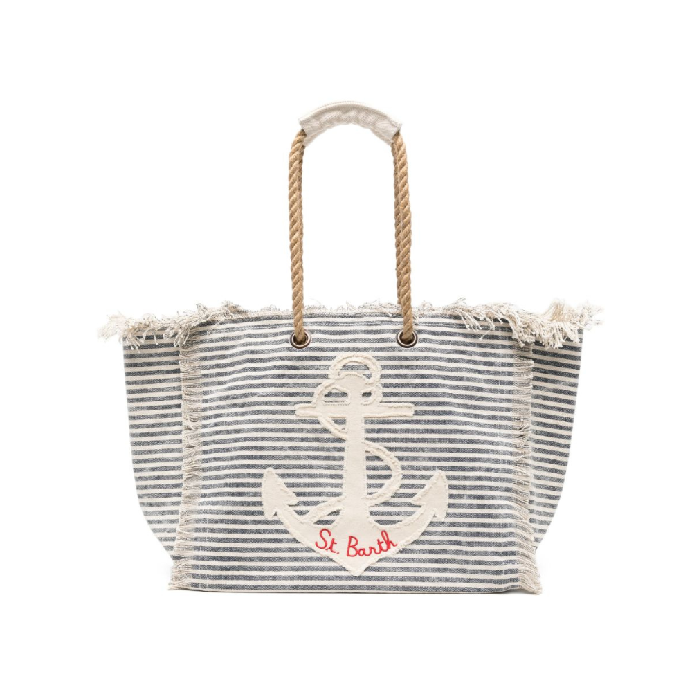Borsa Beach Bag MC2 Saint Barth blu con fantasia a righe orizzontali BEA0003 00929L MC2 ST. BARTH KIDS