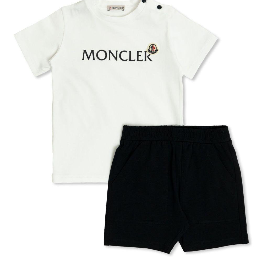 Set t-shirt e shorts per neonato Moncler Enfant multicolore con stampa logo sul davanti L19518M0000989AUM 002 MONCLER KIDS