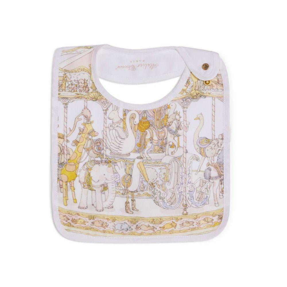 Bavaglino per neonati Atelier Choux bianco con stampa carosello BI-CS-CAR P-U ATELIER CHOUX PARIS KIDS