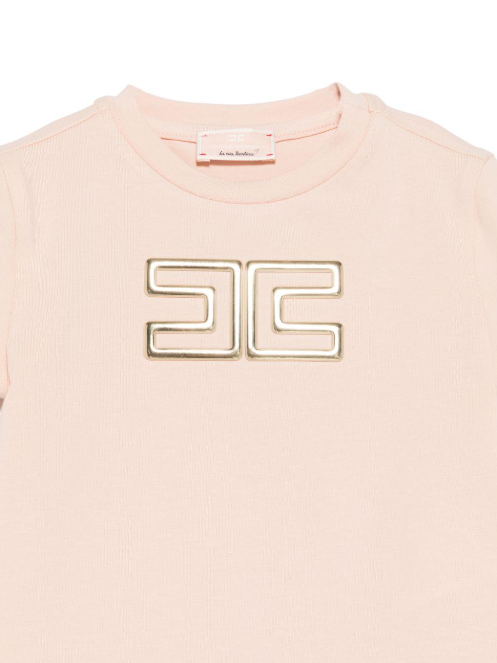 T-shirt per neonarta Elisabetta Franchi La Mia Bambina rosa con dettaglio logo EGTS1070JE006 C125 ElISABETTA FRANCHI
