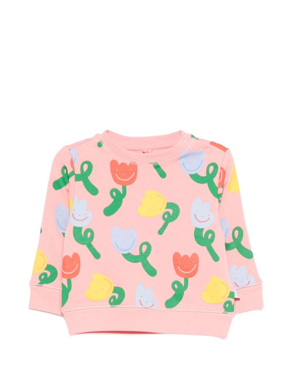 Felpa per neonata Stella McCartney Kids rosa con stampa floreale all-over TY4090 Z3559 509MC STELLA McCARTNEY KIDS