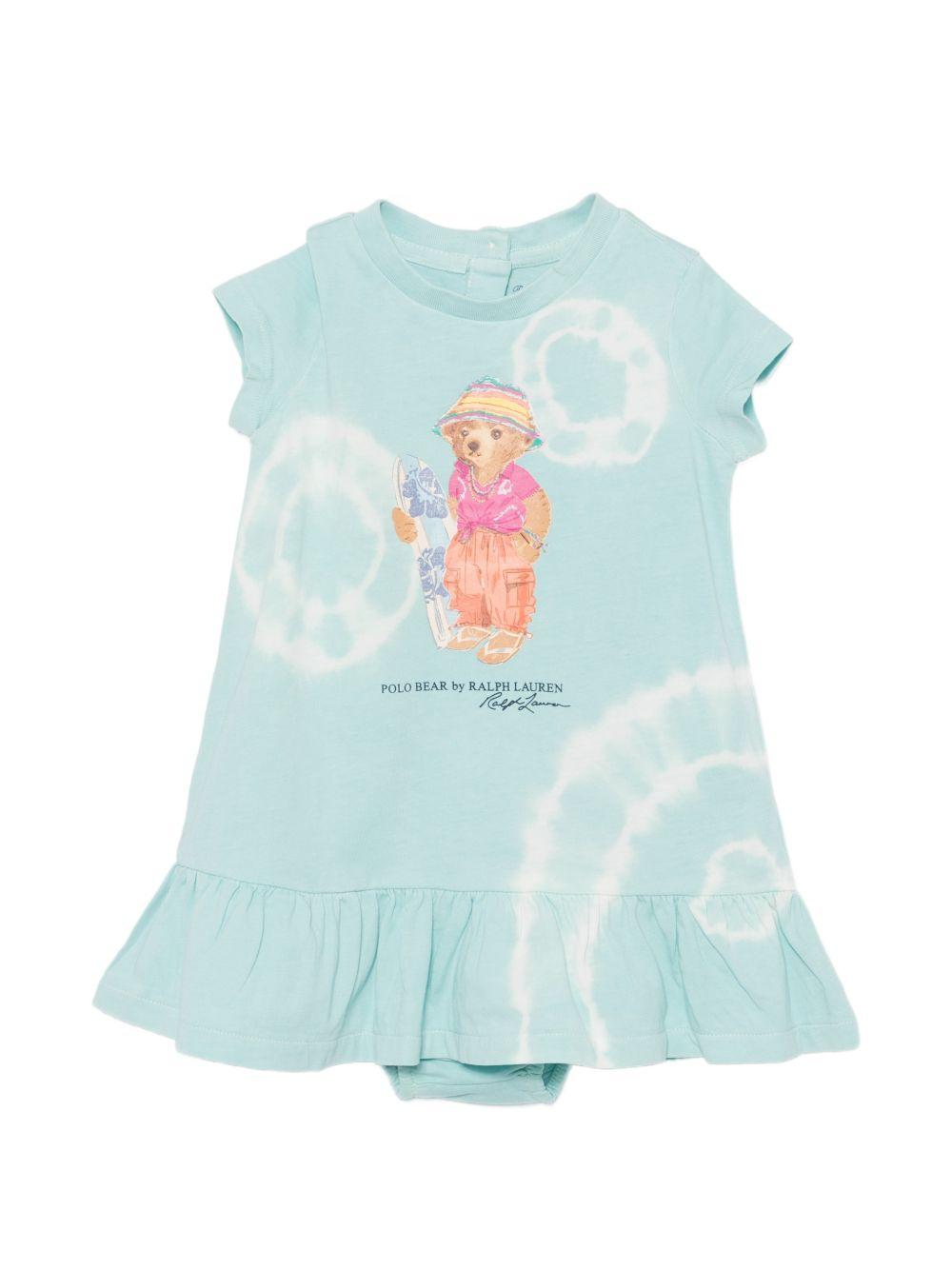 Abito per neonata Polo Ralph Lauren Kids azzurro con stampa Polo bear 310B14166 001 Ralph Lauren kids