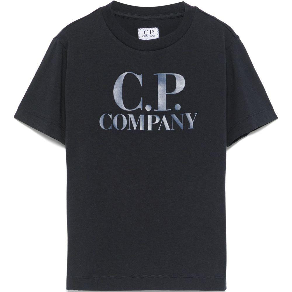 T-shirt con applicazione per bambino C.P. Company Kids blu con girocollo C9M008LAA17 41150 C.P.COMPANY KIDS
