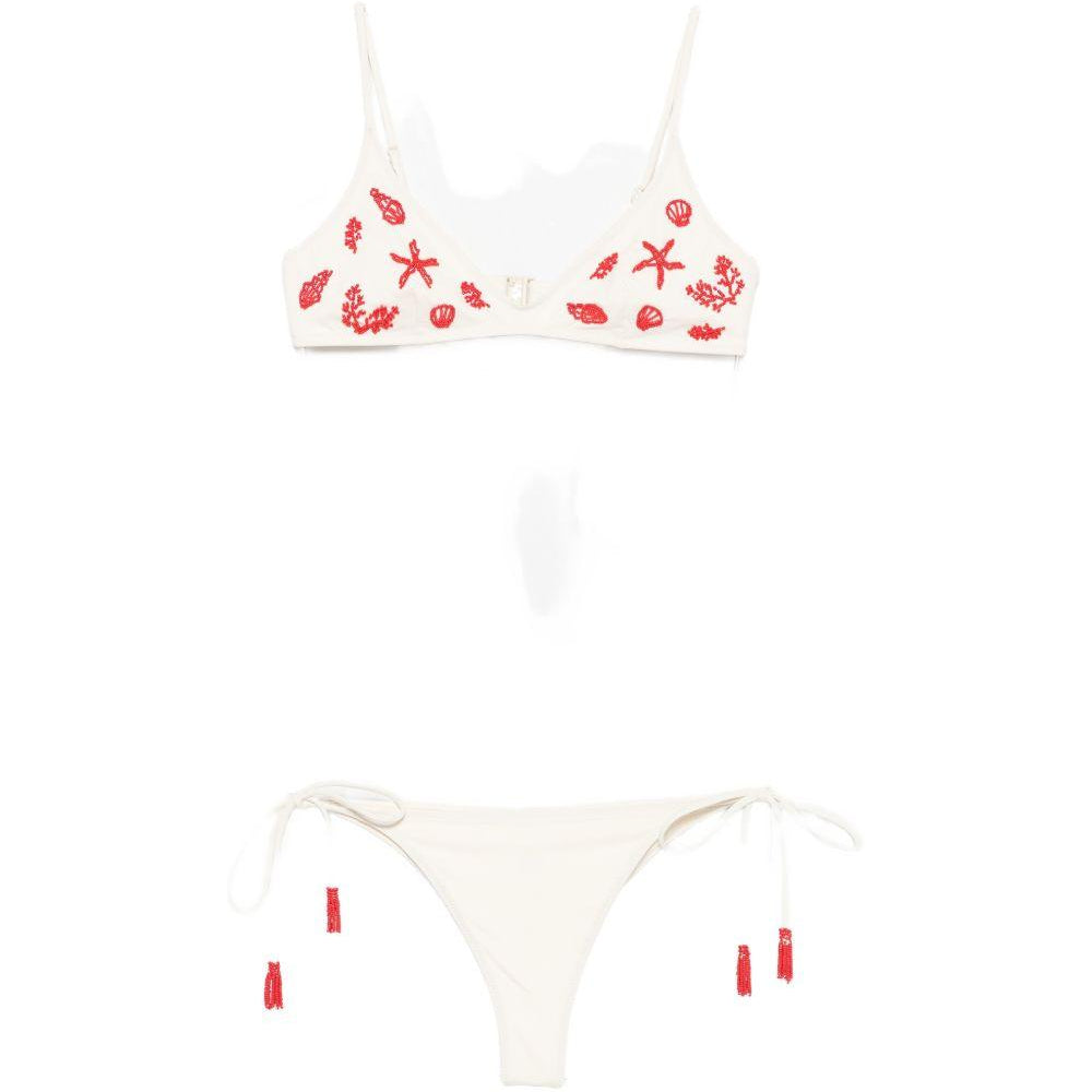 Bikini per donna MC2 Saint Barth bianco con motivi marini ricamati MRL0001 01068L MC2 ST. BARTH