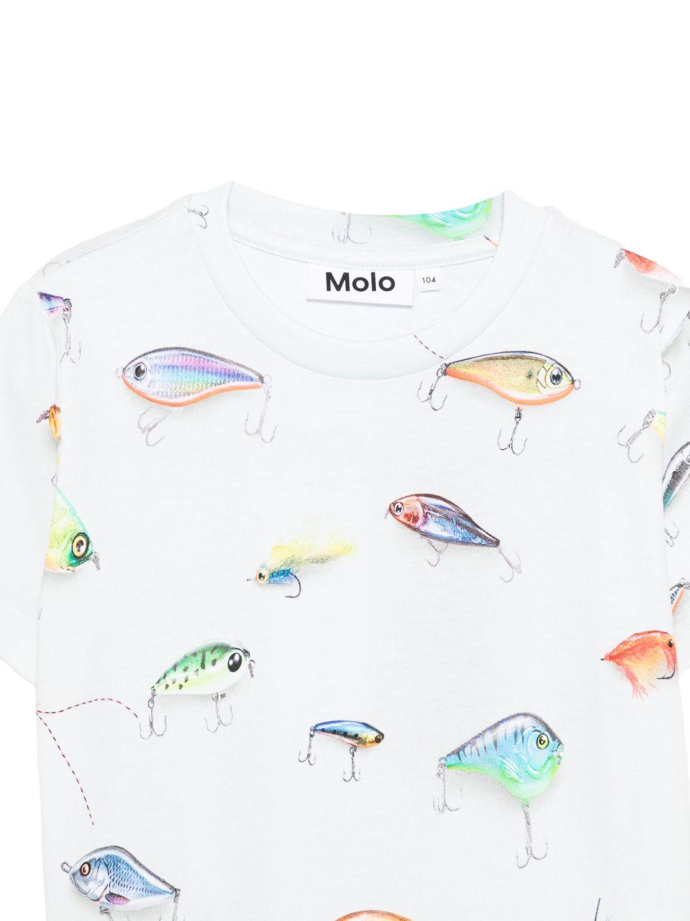 T-shirt per bambino Molo bianca con stampa di esche da pesca 1S26A210 9550 MOLO KIDS