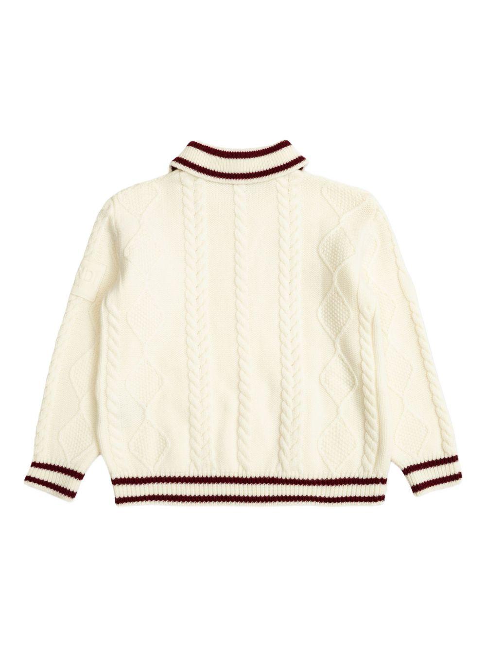 Maglione per bambino Fendi Kids bianco in maglia a trecce JUG190 AUL2 F0TU9 FENDI KIDS