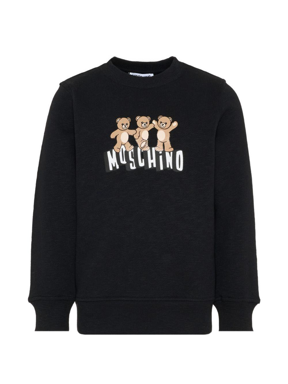 Felpa per bambino Moschino kdis nera con stampa orsetti HVF08VLCA88 60100 MOSCHINO KIDS