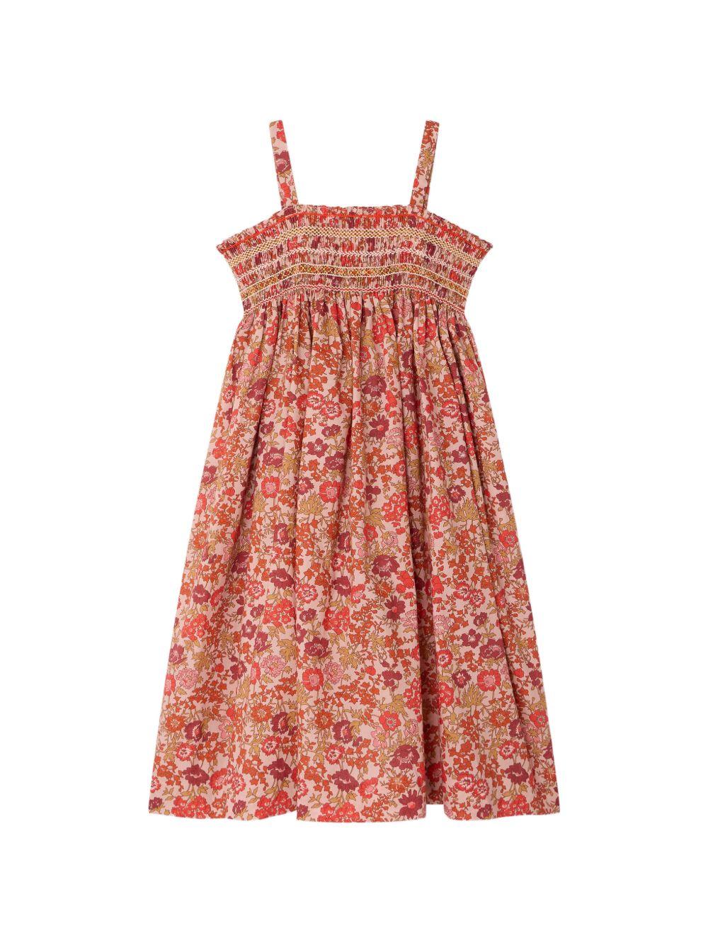 Abito per bambina Bonpoint Labeille rosso con stampa a fiori S06GDRW00047 520 BONPOINT