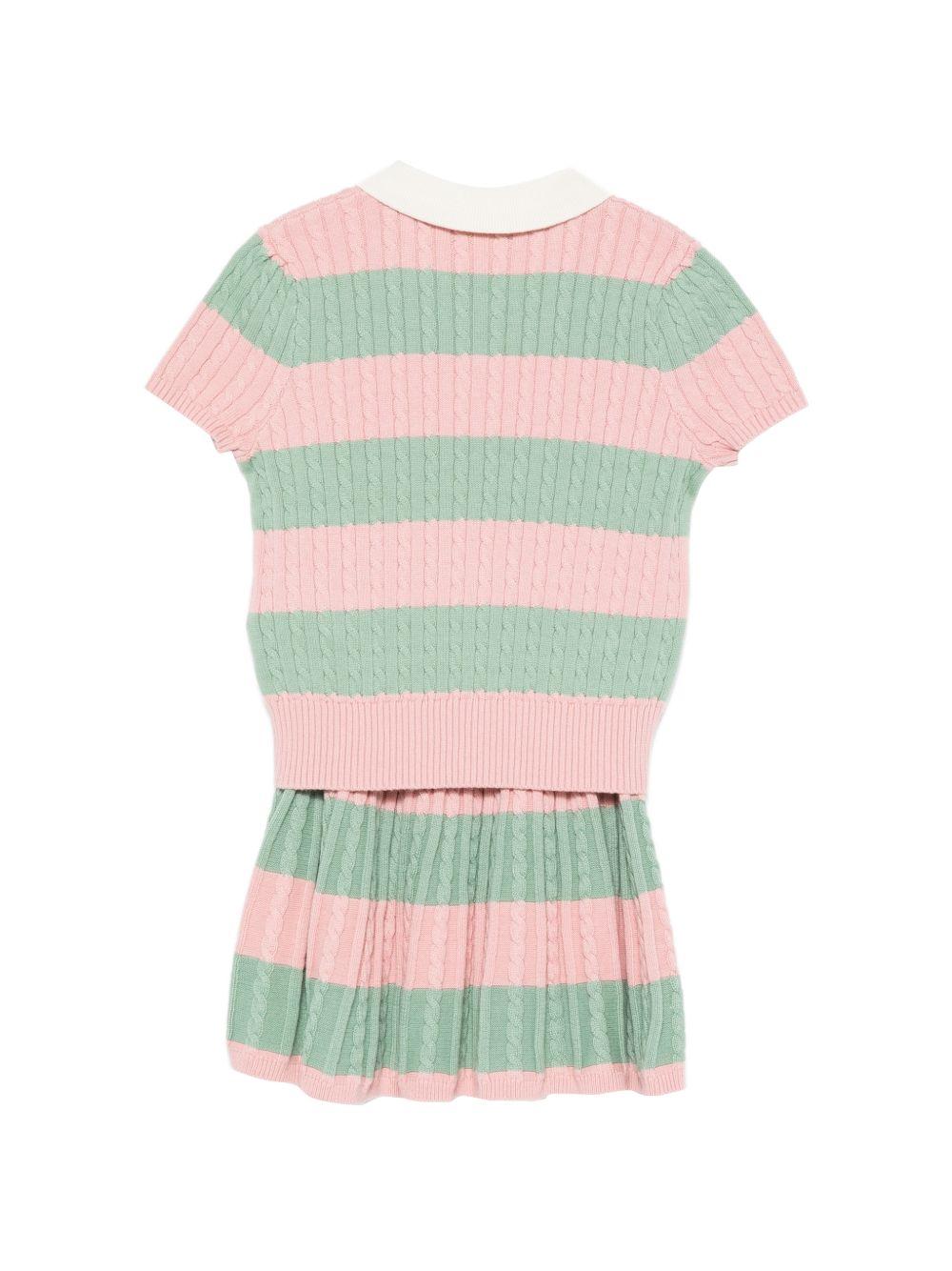 Set polo e gonna per bambina Polo Ralph Lauren Kids rosa e verde con motivo a righe 312B17824 001 Ralph Lauren kids