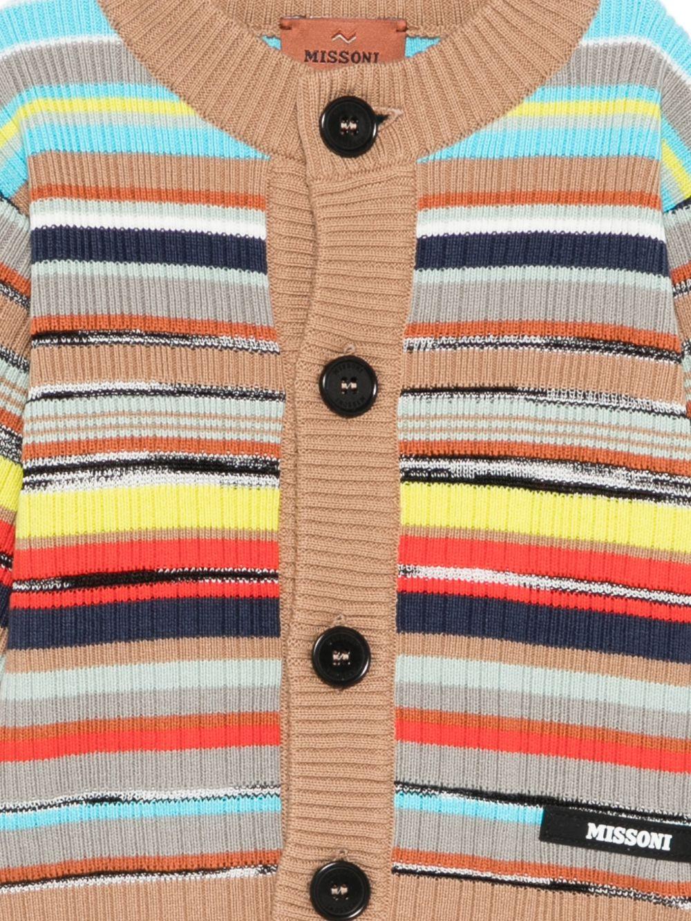 Cardigan per neonato Missoni Kids multicolore con motivo a righe con bottoni MY9510 X0264 999 MISSONI KIDS