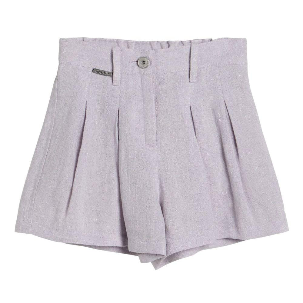 Shorts in tela per bambina Brunello Cucinelli Kids Lilla con glitter BH547S285 C167 BRUNELLO CUCINELLI KIDS