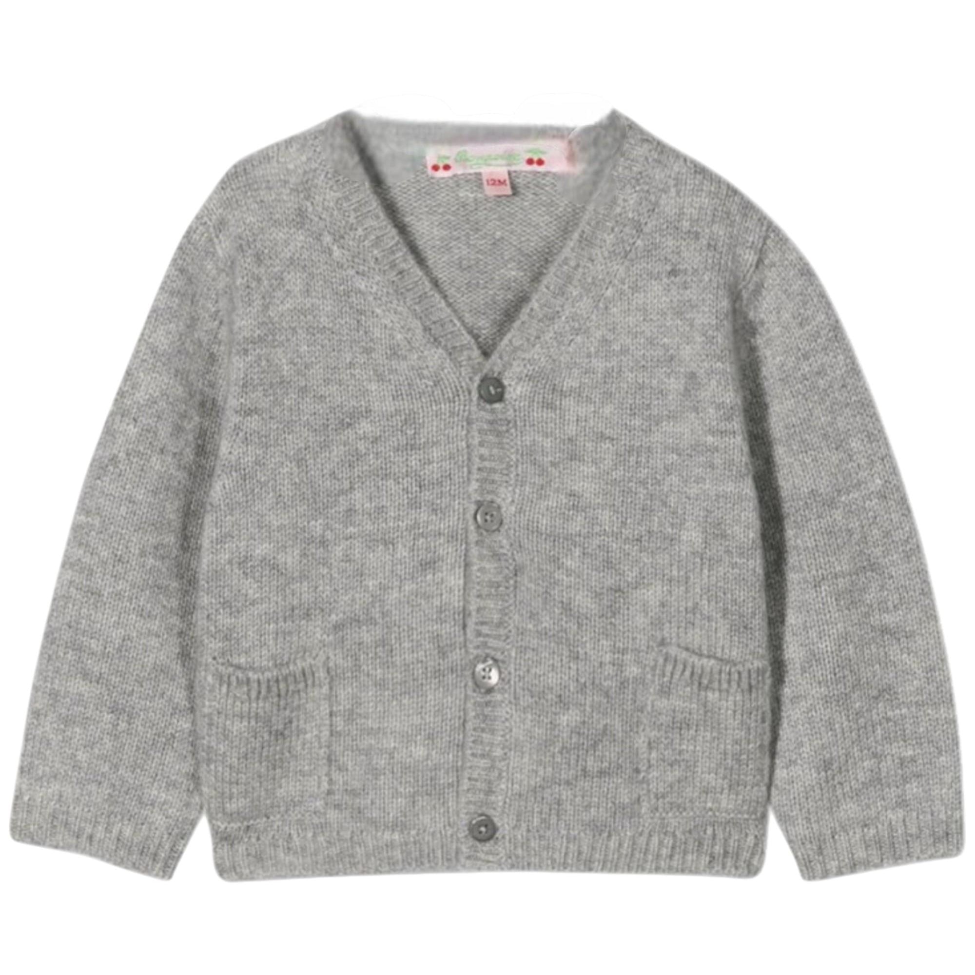 Cardigan per neonato Bonpoint grigio con scollo a V PEBDA2734CA 092 BONPOINT