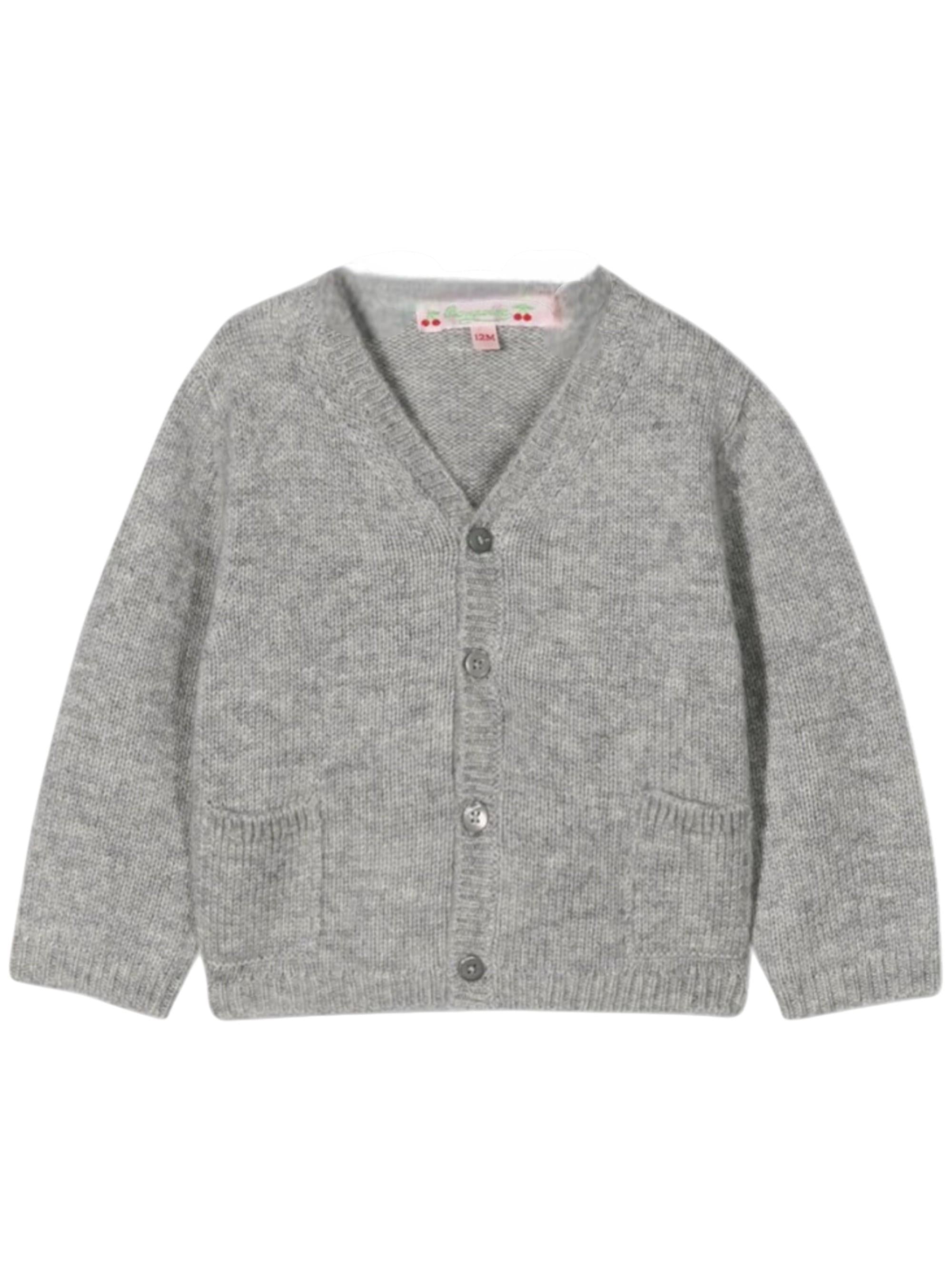 Cardigan per neonato Bonpoint grigio con scollo a V PEBDA2734CA 092 BONPOINT