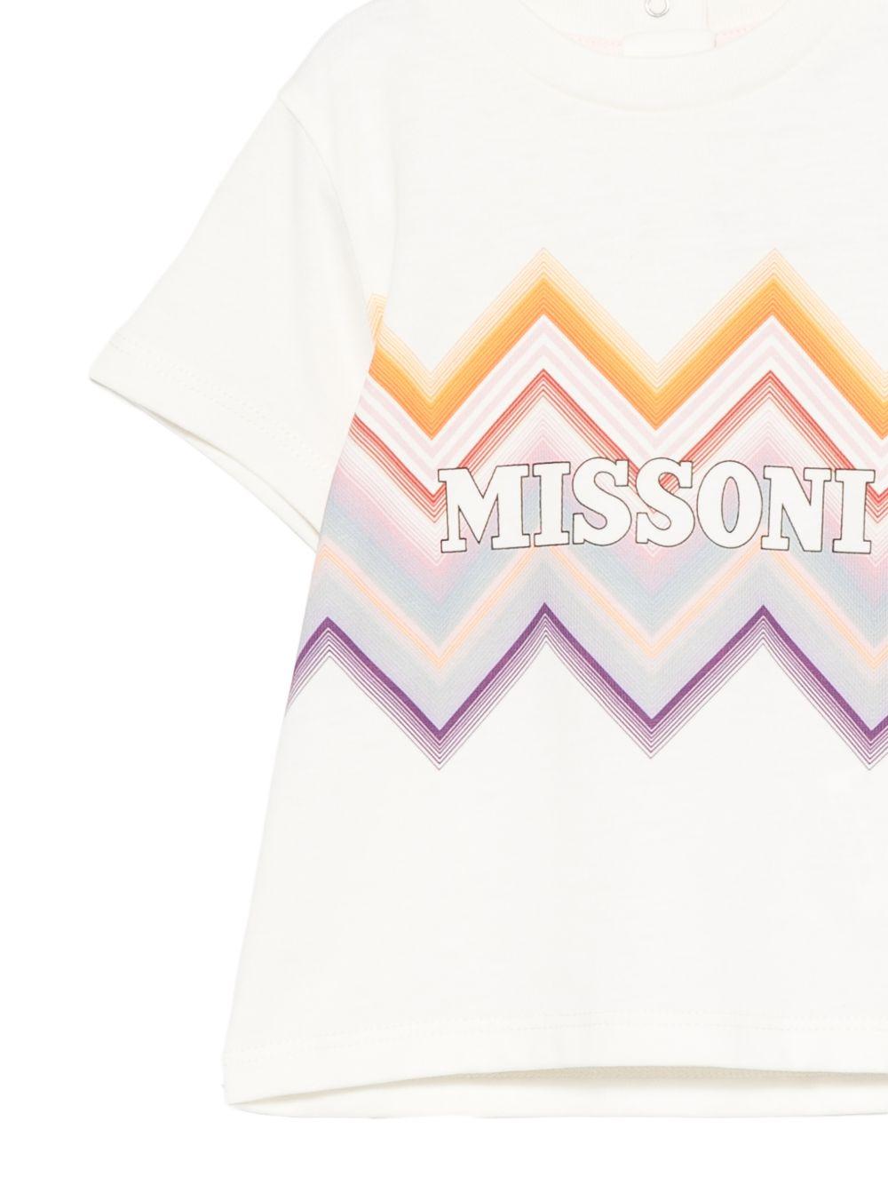 T-shirt per neonati Missoni Kids bianca con stampa zigzag MZ8001 Z3672 102 MISSONI KIDS
