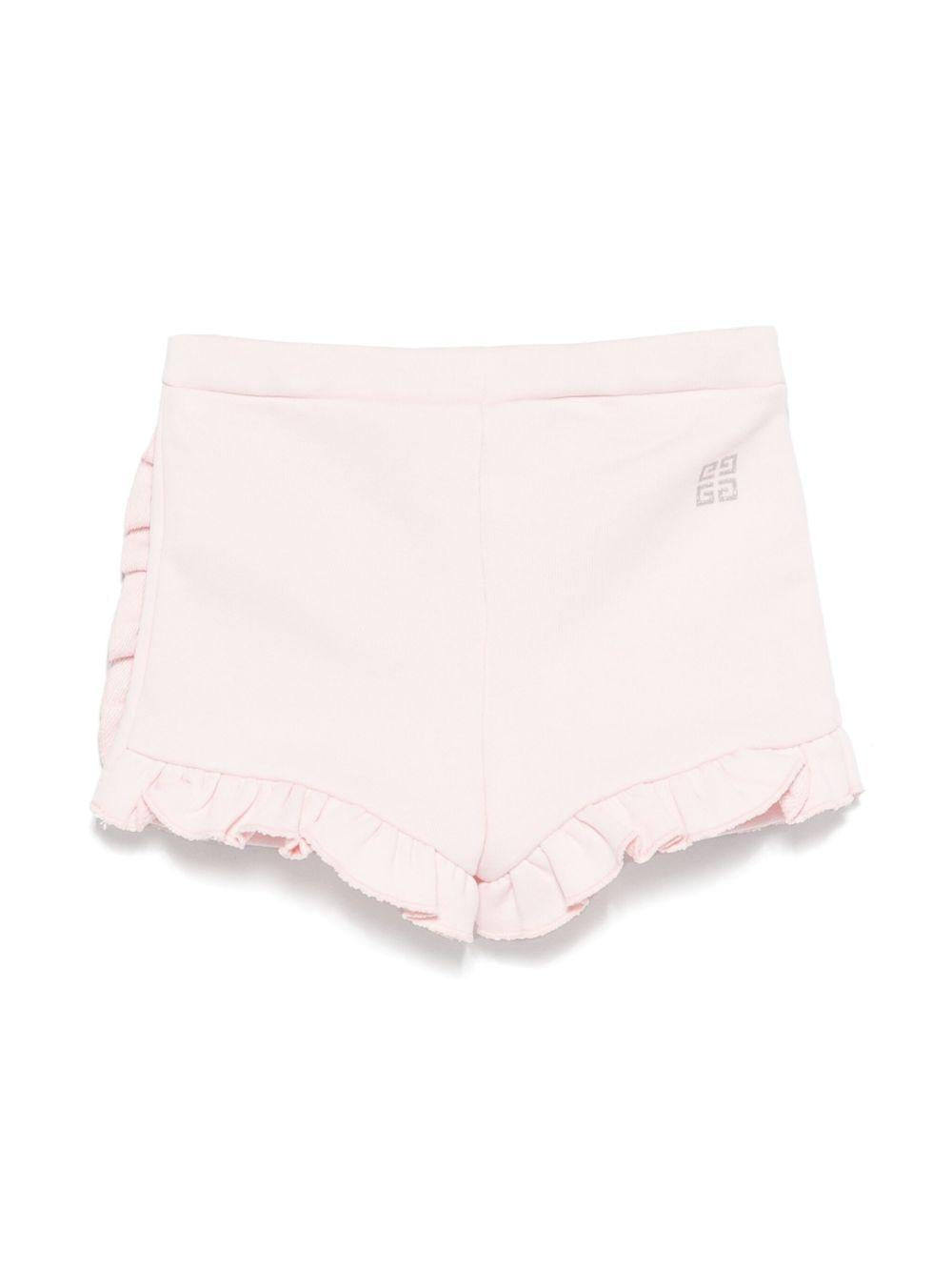Bermuda con logo per neonata Givenchy Kids rosa con rifinitura con ruches H30660 44Z GIVENCHY KIDS