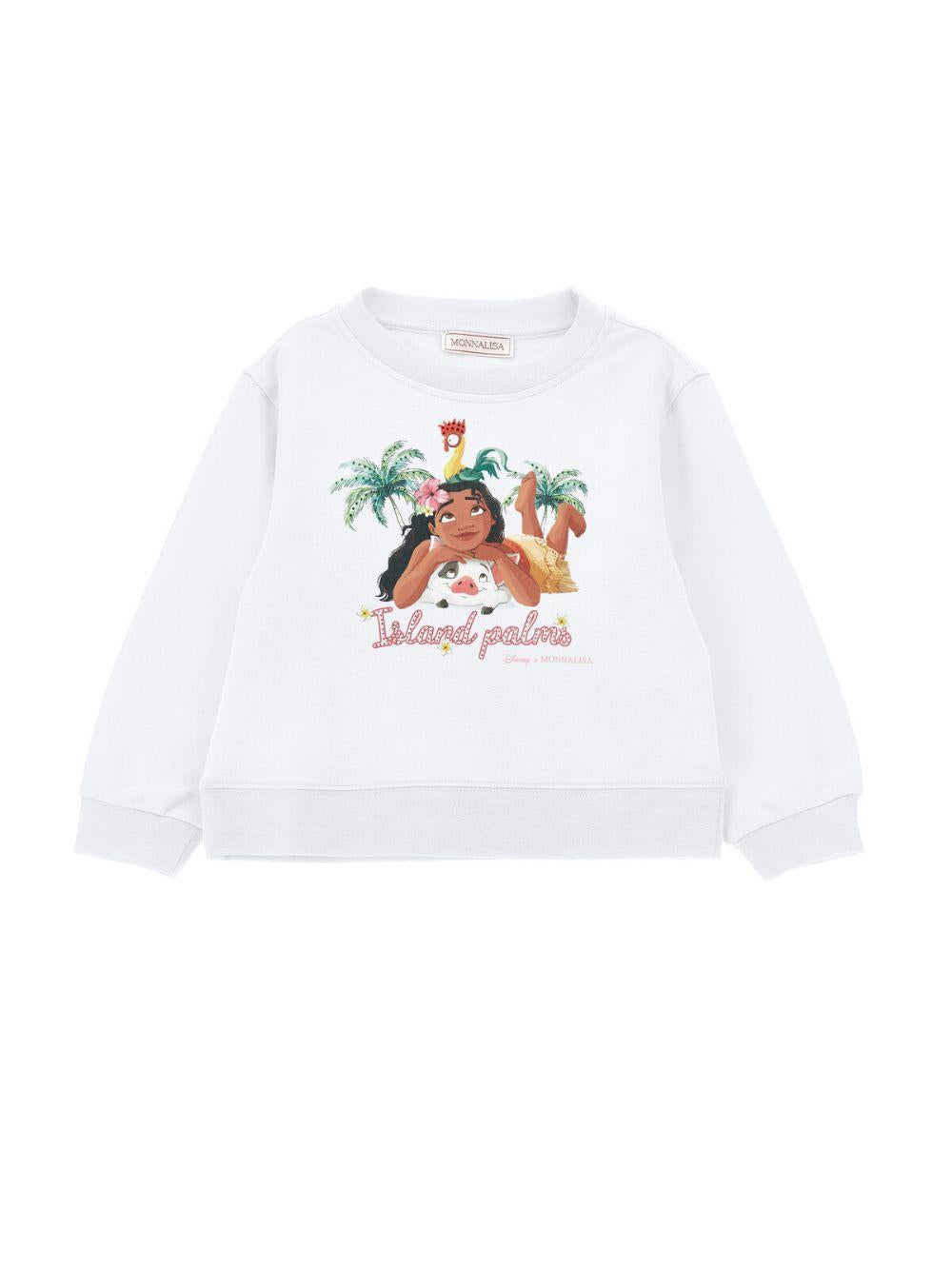 Felpa per bambina Monnalisa Kids x Disney Kids bianca con stampa grafica Oceania 19H629 8006 0099 MONNALISA KIDS