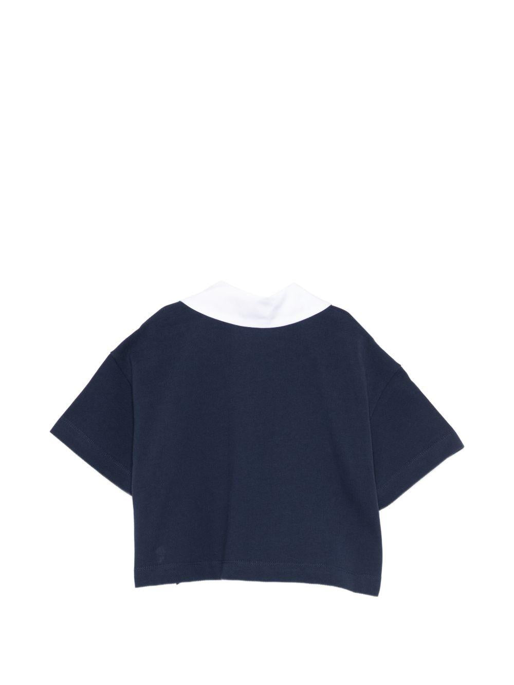 T-shirt per bambina Balmain Kids blu con scollo a V BY8B31 Z3658 617BC BALMAIN KIDS