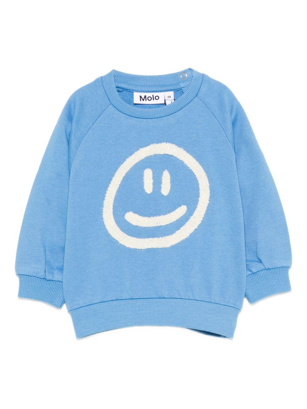 Felpa per neonato Molo blu con ricamo smile sul davanti 6S26J203 5615 MOLO KIDS