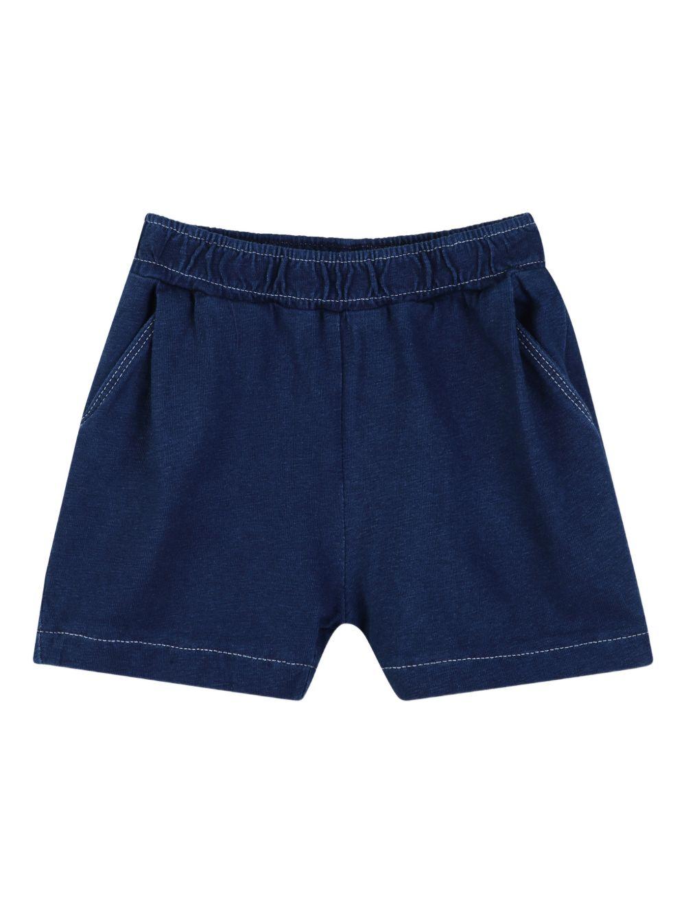 Shorts elasticizzati per neonato Kenzo Kids blu con applicazione logo K61853 84N KENZO KIDS