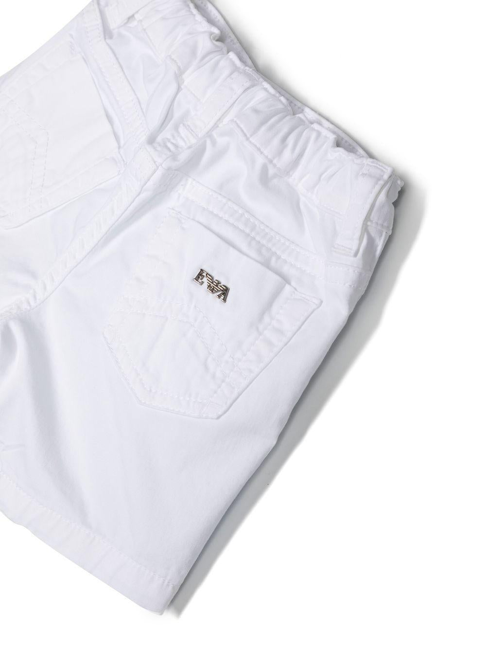 Shorts per neonato Emporio Armani Kids bianchi con applicazione con logo 8NHS01 4N7LZ 0100 EMPORIO ARMANI KIDS