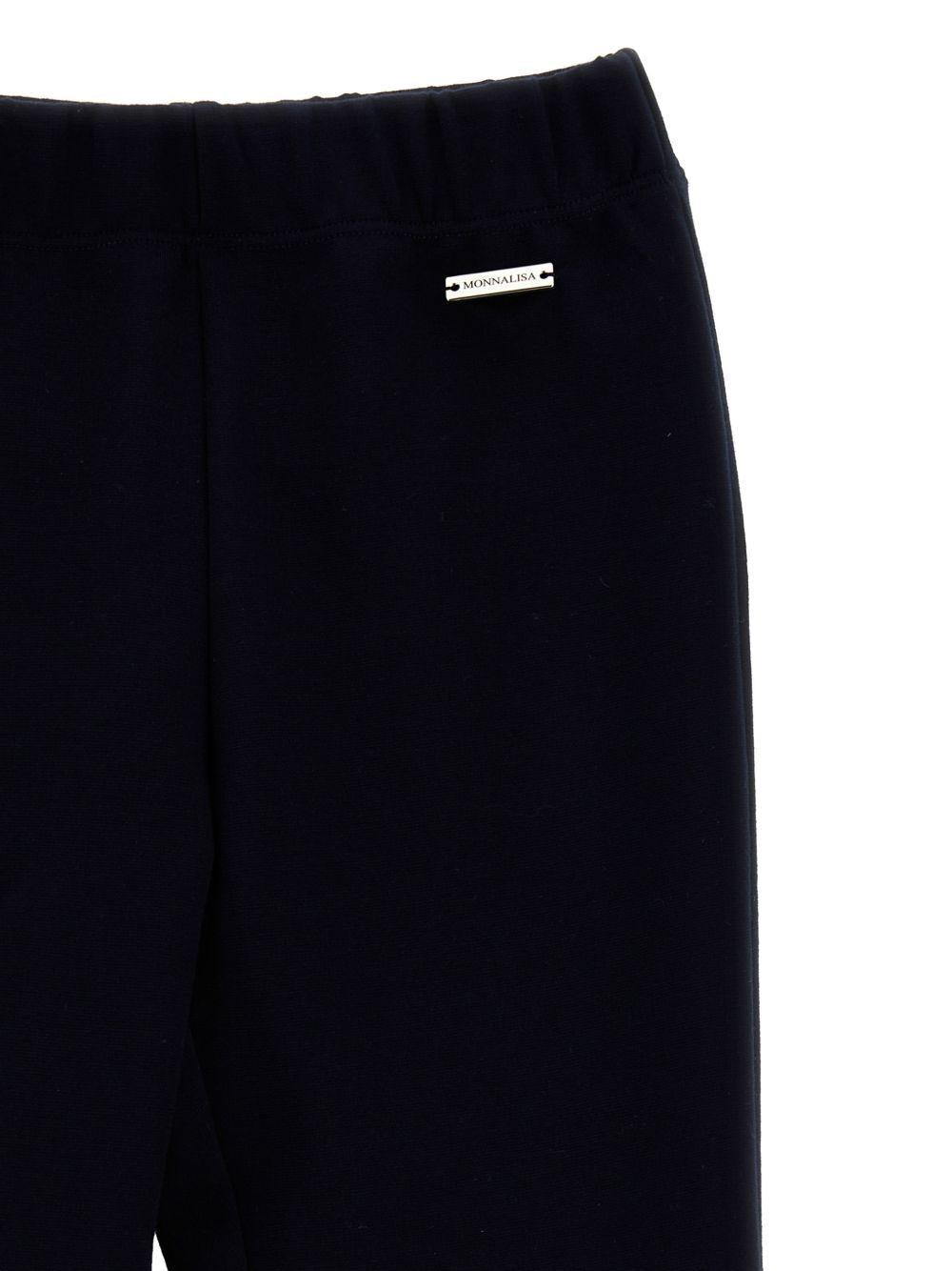 Pantaloni svasati per bambina Monnalisa Kids blu con placca logo 17H403 8220 0056 MONNALISA KIDS