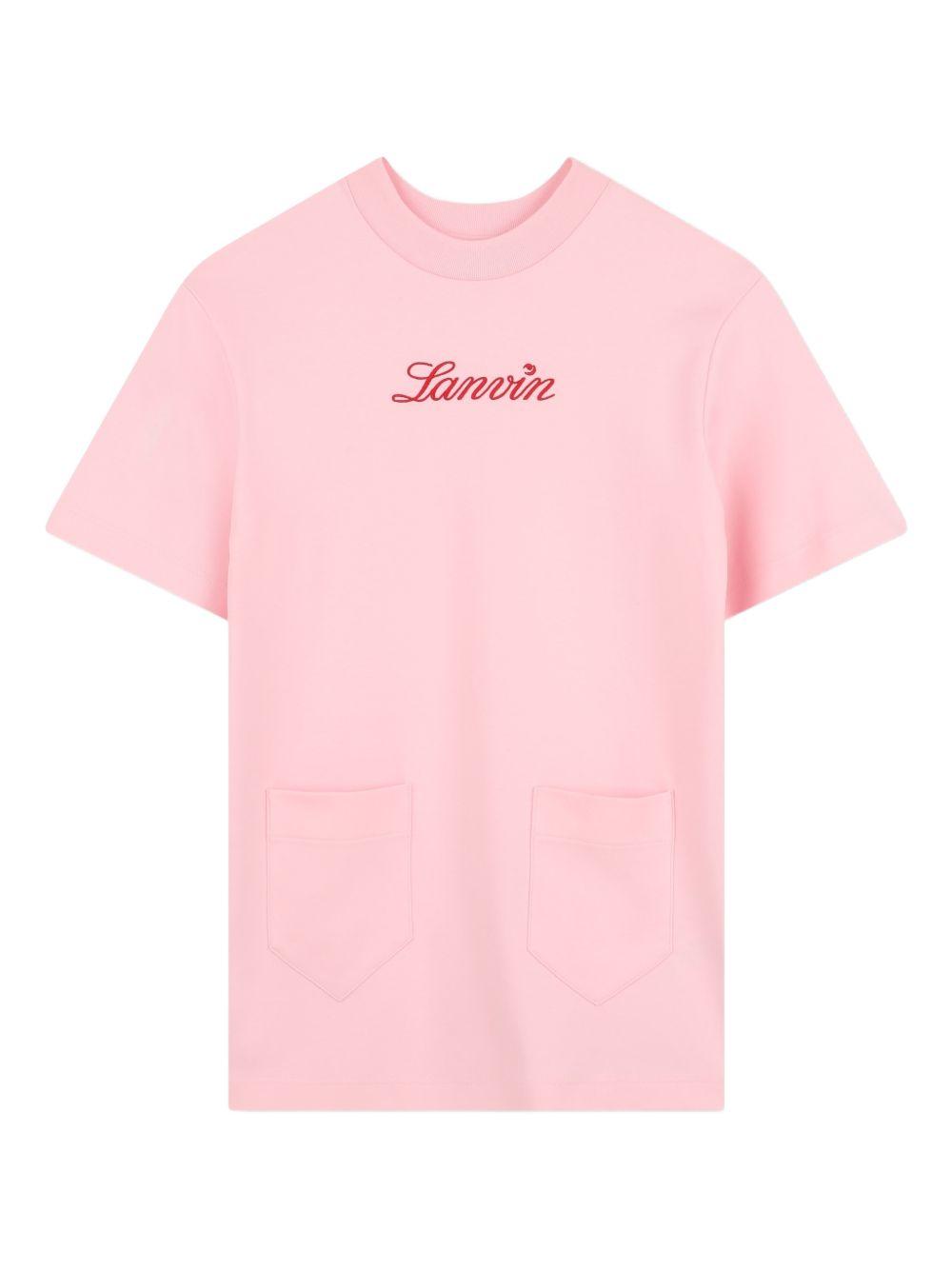 Abito per bambina Lanvin Enfant rosa con logo ricamato sul davanti N30342 44F LANVIN KIDS
