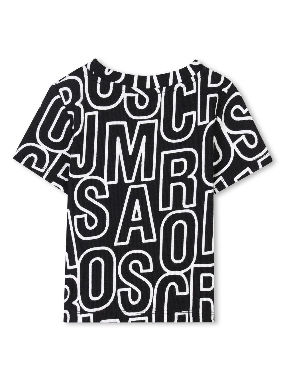 T-shirt con logo all-over per bambina Marc Jacobs Kids nero con design crop W60462 09B THE MARC JACOBS KIDS