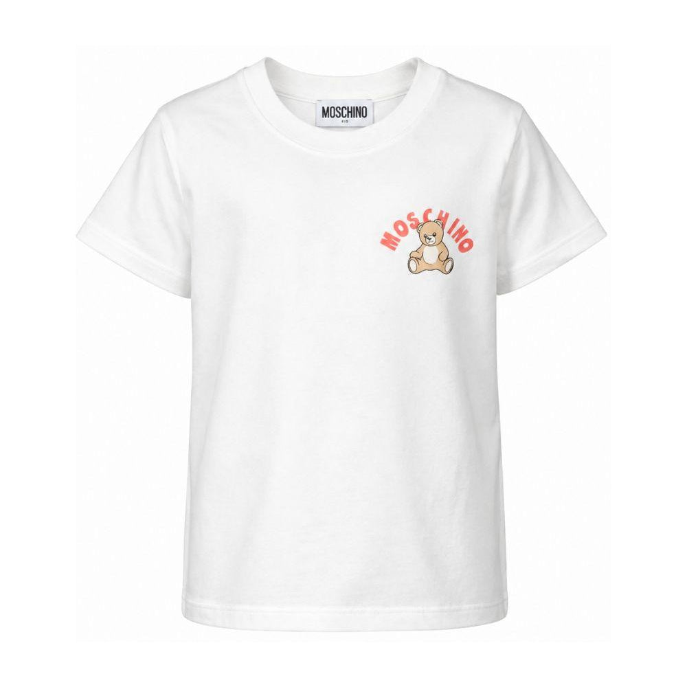T-shirt per bambini Moschino Kids bianca con stampa Teddy Bear sul davanti HWM058LAA01 10063 MOSCHINO KIDS