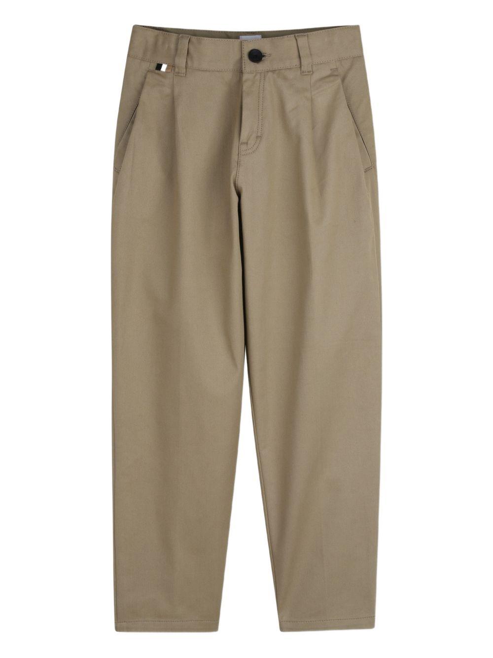 Pantaloni per bambino Boss Kids beige con plissé J52912 295 BOSS KIDS