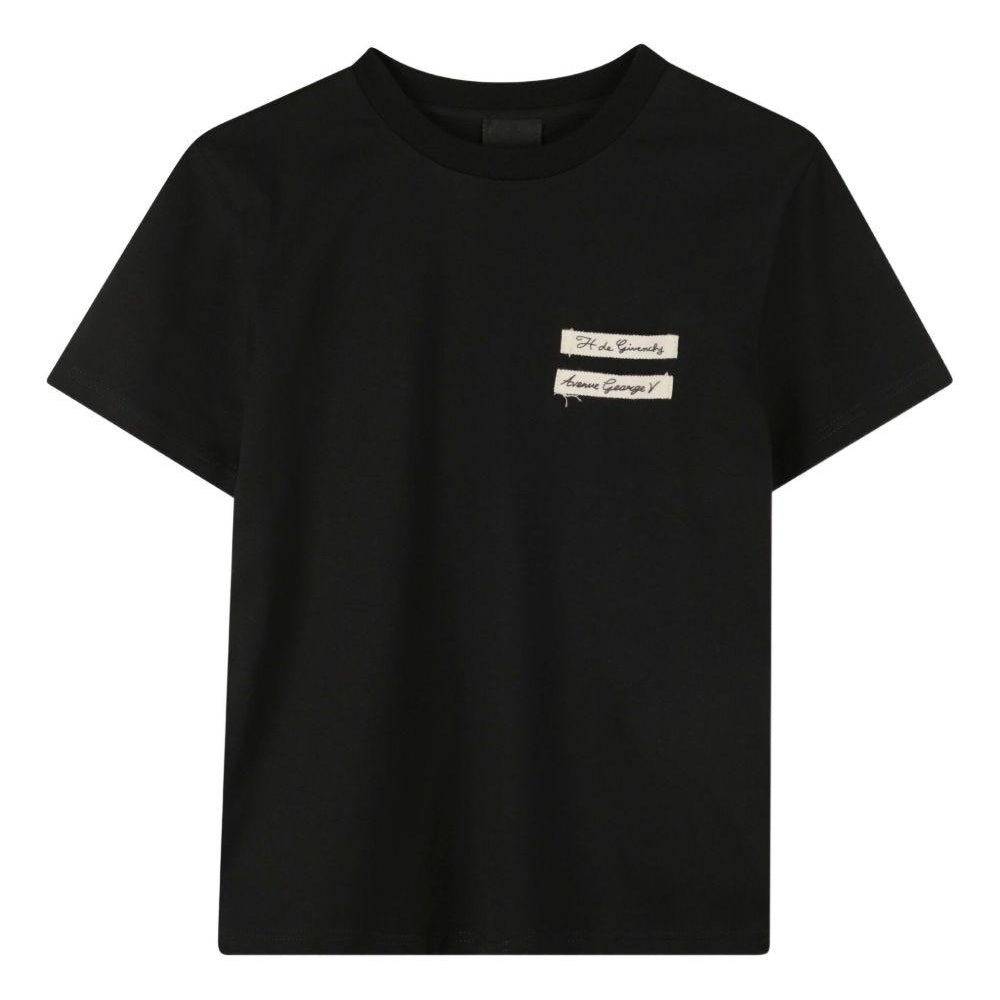 T-shirt per bambina Givenchy Kids nera con logo sul davanti H30959 09B GIVENCHY KIDS