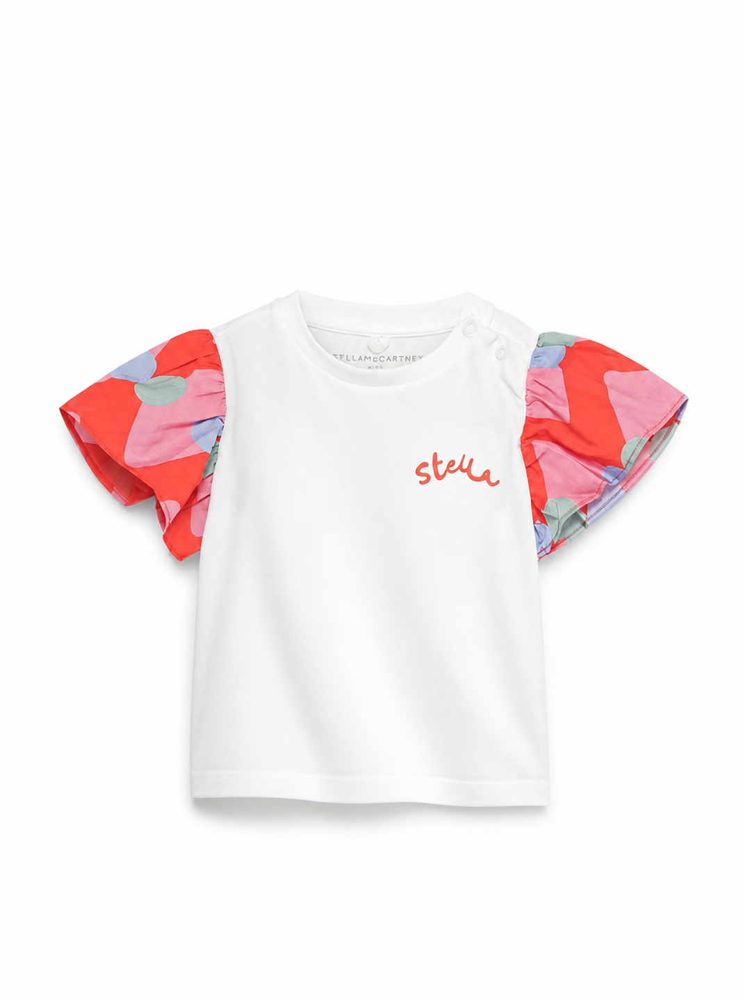 T-shirt per neonata Stella McCartney Kids bianca con maniche a contrasto TY8111 Z0434 101 STELLA McCARTNEY KIDS