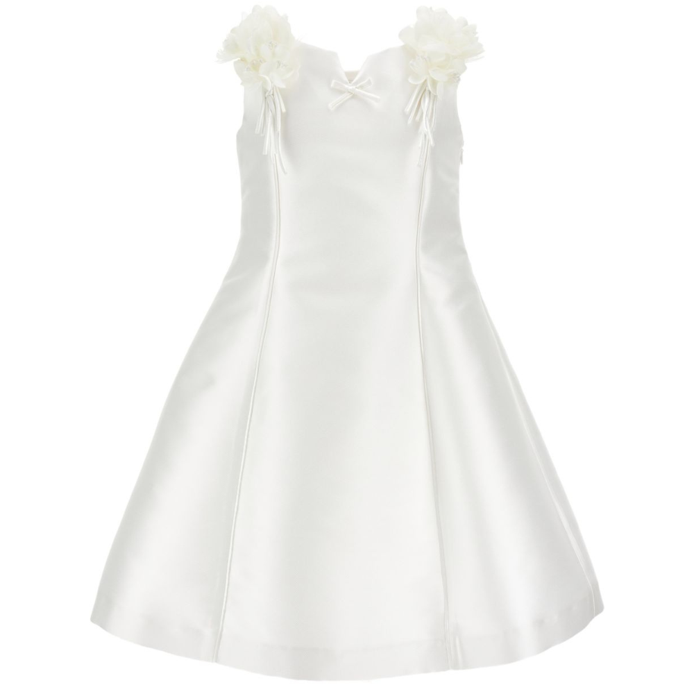 Abito per bambina Monnalisa bianco con applicazioni a fiori 71G902 7302 0001 MONNALISA KIDS