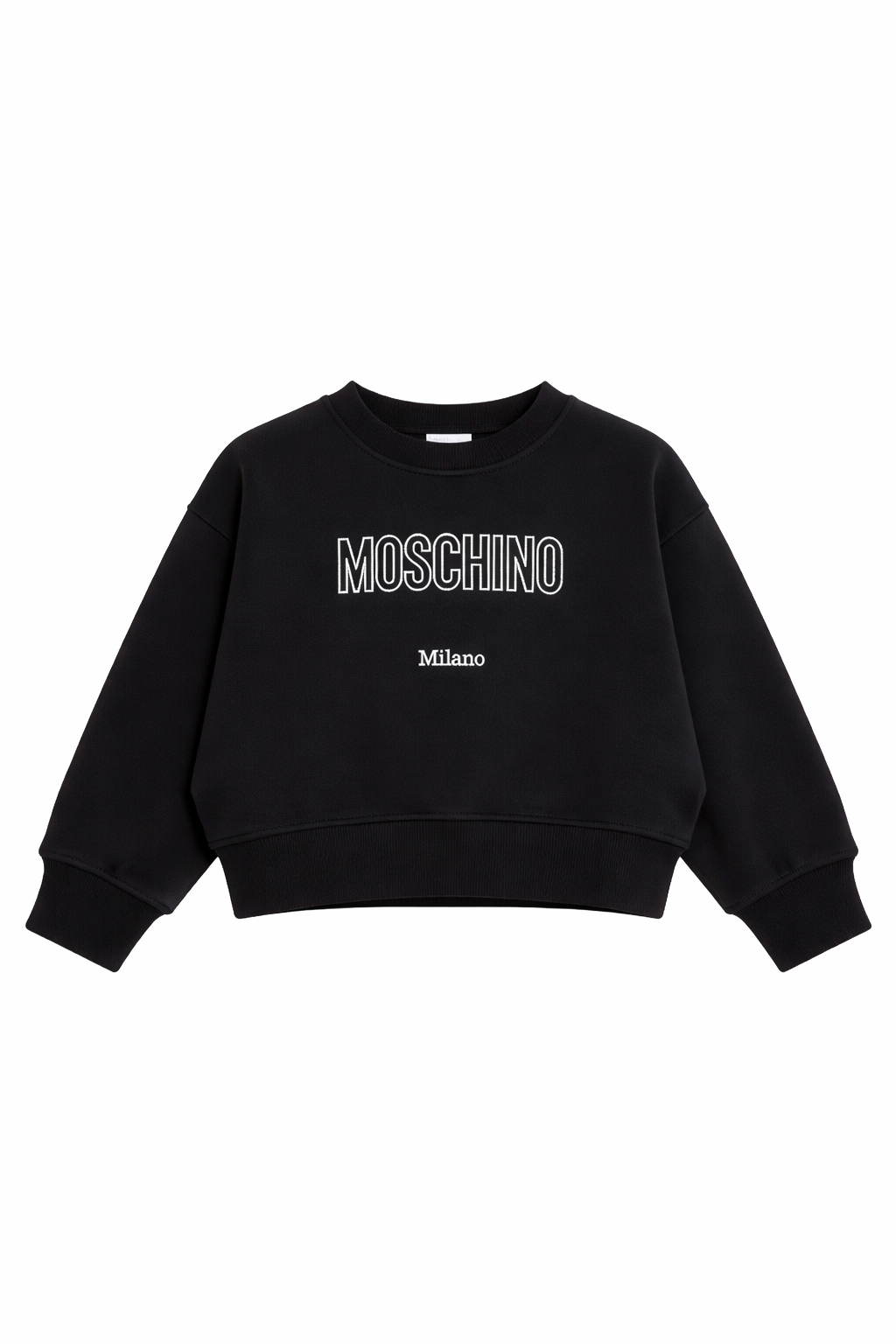 Felpa per bambina Moschino Kids nera con logo sul davanti HDF06PLDA25 60100 MOSCHINO KIDS