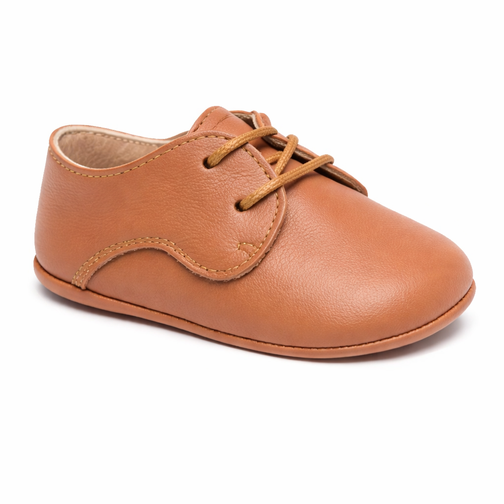 Scarpe primi passi per neonato Eli1957 marrone con chiusura frontale con lacci 10016AL CUERO Eli Kids