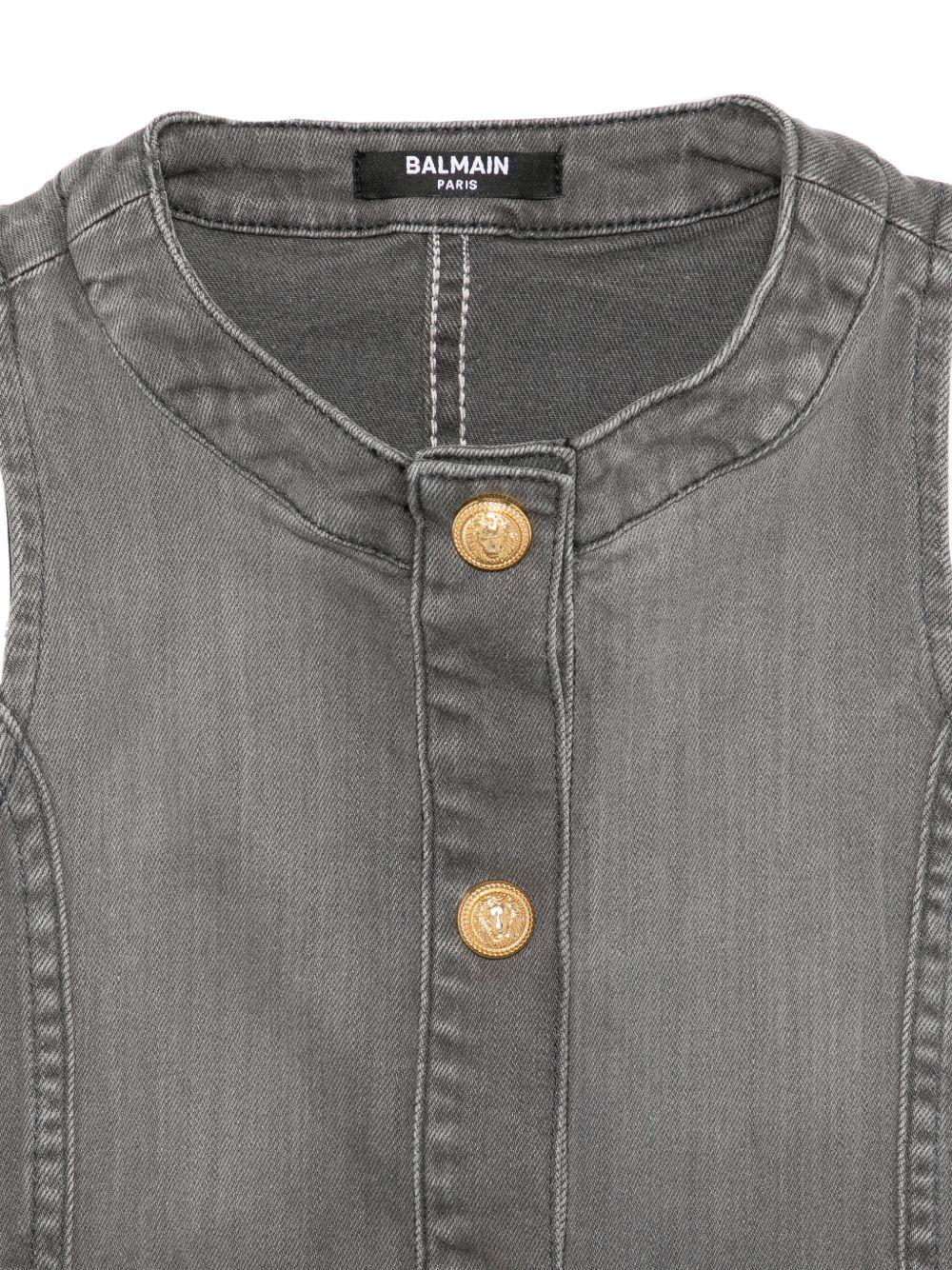 Abito per bambina Balmain Kids in denim grigio con bottoni in rilievo BY1B62 Z3666 918 BALMAIN KIDS