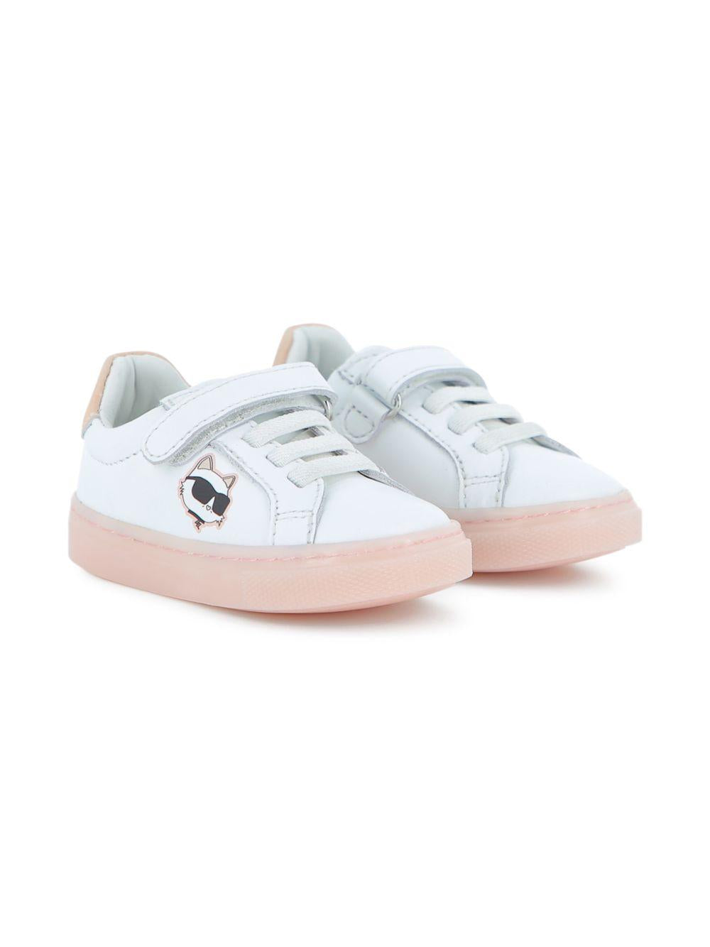 Sneakers per bambina Karl Lagerfeld Kids bianche con cinturino applicato Z31184 10P KARL LAGERFELD KIDS