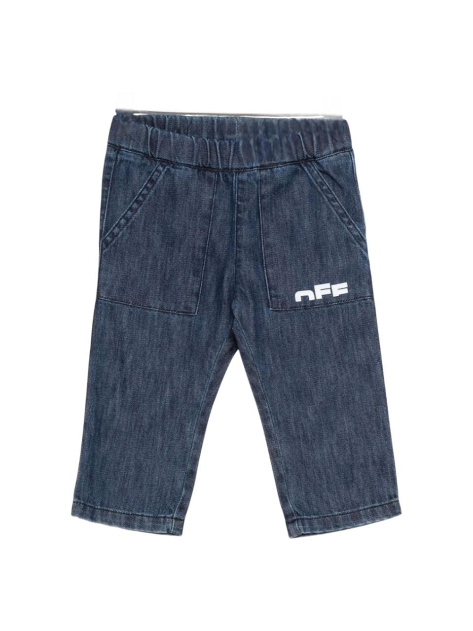 Jeans per neonato Off-White Kids in denim con elastico in vita OBAX001F25DEN001 3401 OFF WHITE KIDS